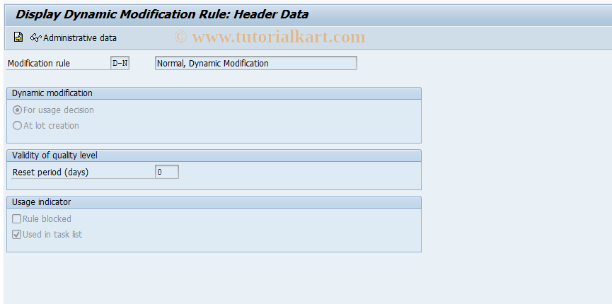SAP TCode QDR3 - Display dynamic modification rule