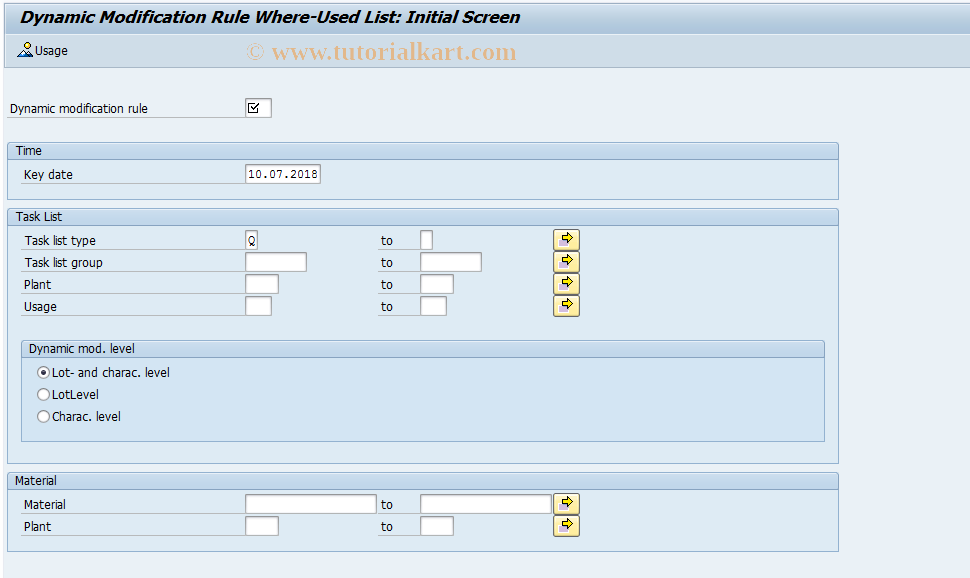 SAP TCode QDR6 - Disp. where-used list-dyn. mod. rule