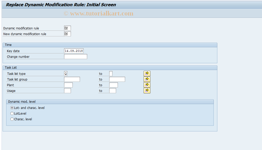 SAP TCode QDR7 - Replace dynamic mod. rule used