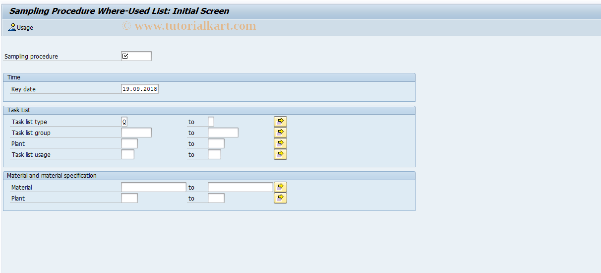 SAP TCode QDV6 - Uses: Sampling procedures