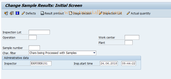 SAP TCode QE05 - Change sample results