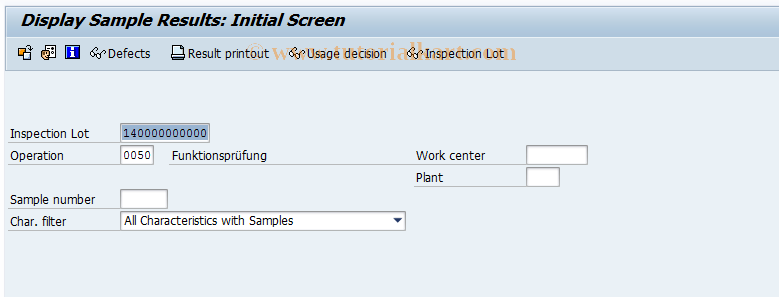 SAP TCode QE06 - Display sample results