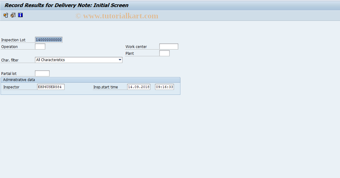 SAP TCode QE14 - Record results for delivery note