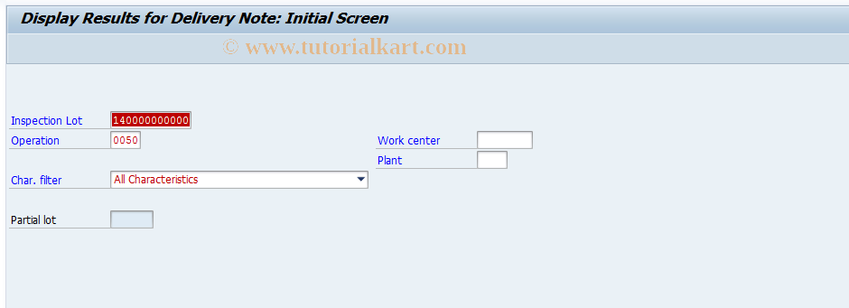 SAP TCode QE16 - Display results for delivery note