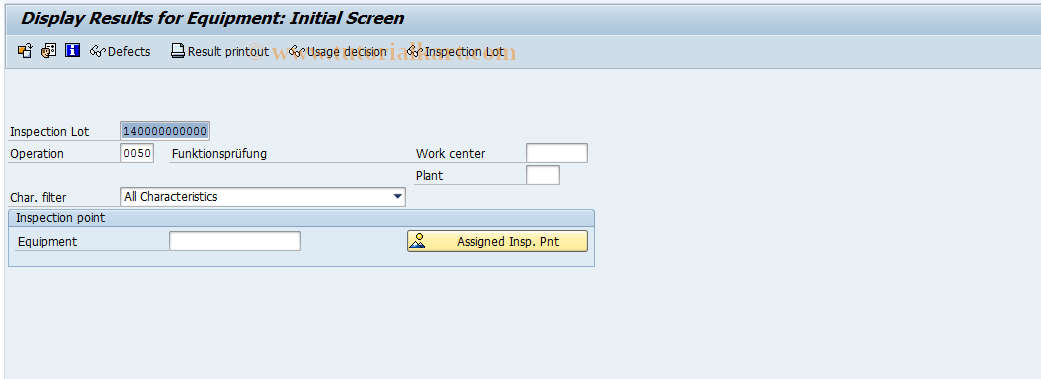 SAP TCode QE19 - Display results for equipment