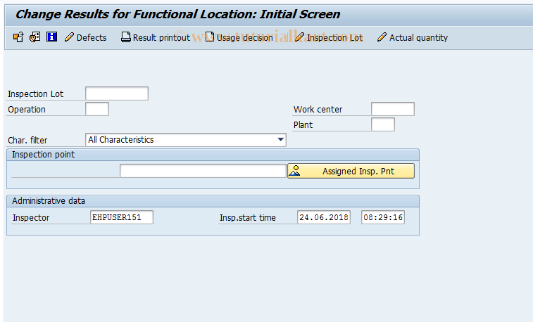 SAP TCode QE21 - Change results for funct. location