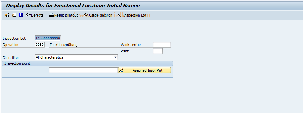 SAP TCode QE22 - Display results for funct. location
