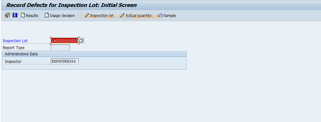 SAP TCode QF11 - Record defects for inspection lot
