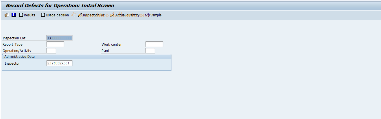 SAP TCode QF21 - Record defects for operation