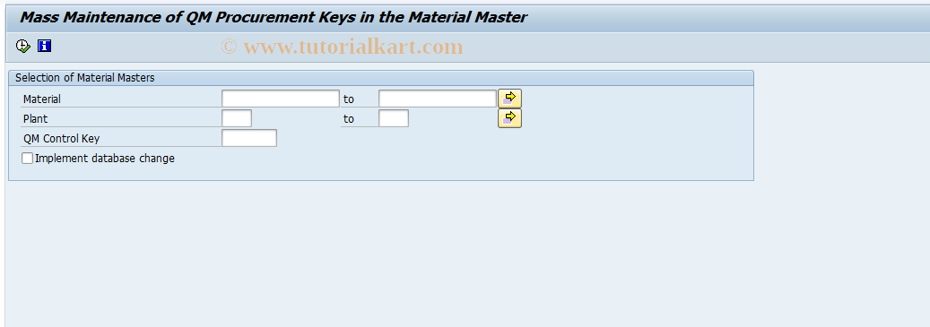 SAP TCode QI05 - Mass maintenance QM procurement keys