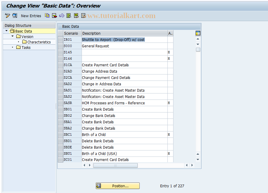 SAP TCode QISRSCENARIO - Customizing Szenario