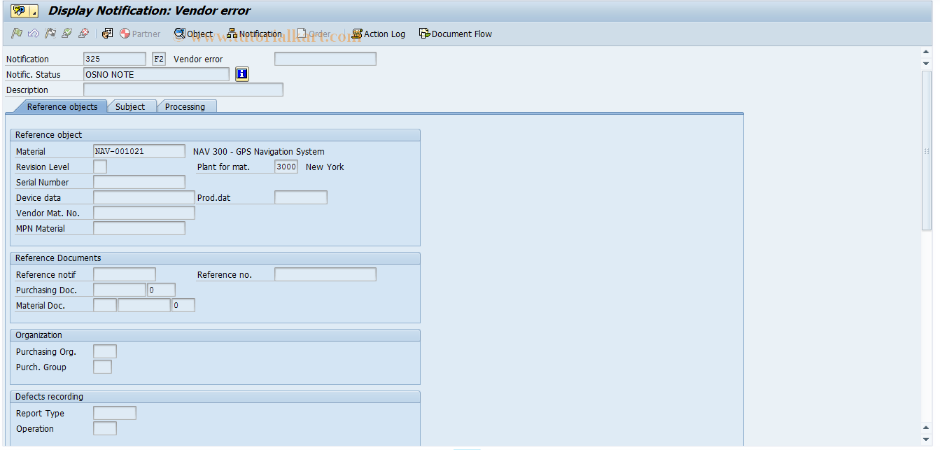 SAP TCode QM03 - Display quality notification