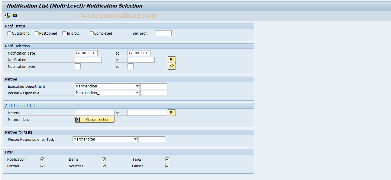 SAP TCode QM19 - List of Q Notifications, Multi-Level