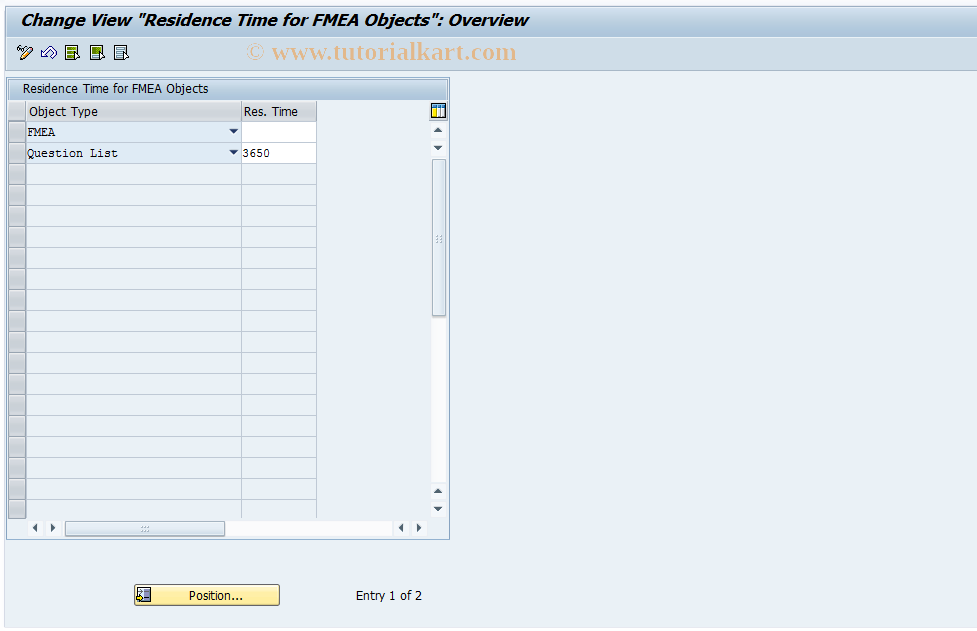 SAP TCode QM_FMEA_RESIDENCE - FMEA: Determine Residence Duration