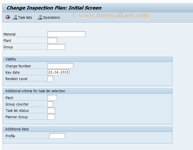 SAP TCode QP02 - Change Inspection Plan