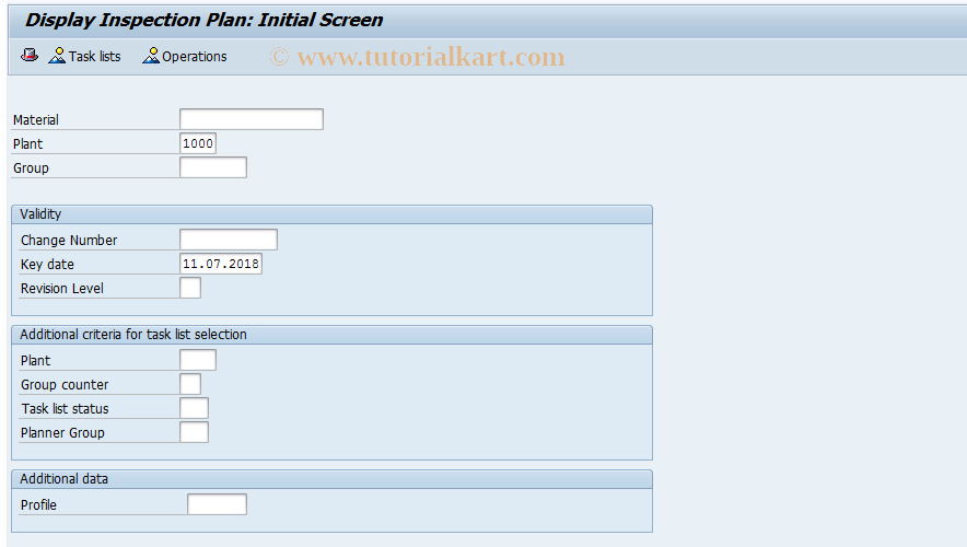 SAP TCode QP03 - Display Inspection Plan