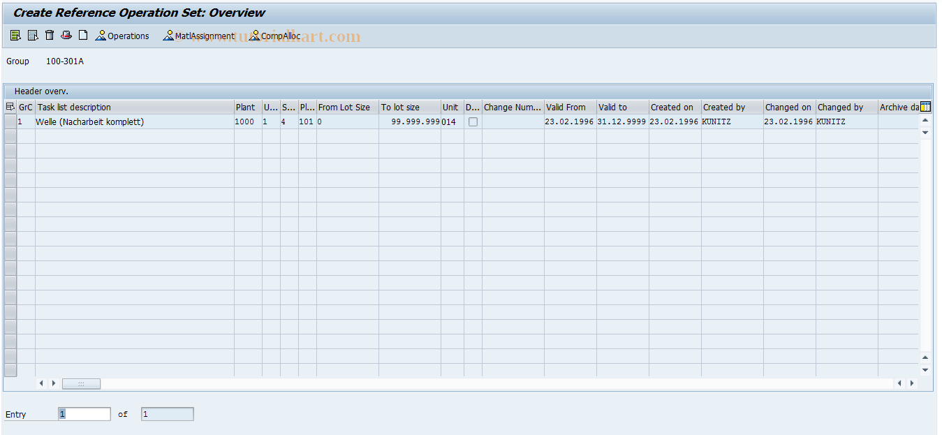 SAP TCode QP11 - Create reference operation set