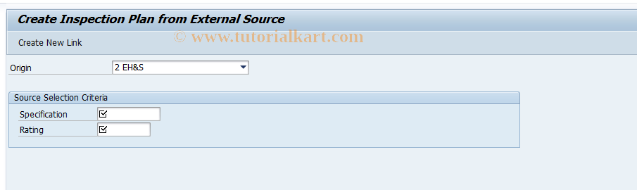 SAP TCode QP21S - Create Inspection Plan from a Source