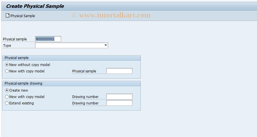 SAP TCode QPR1 - Create physical sample