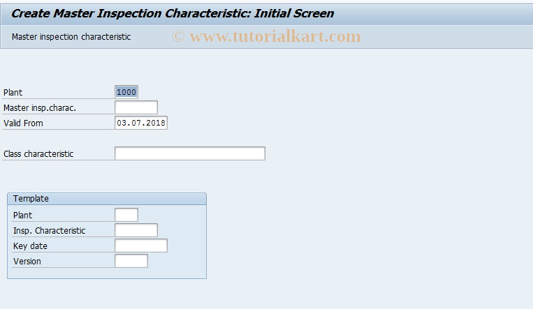 SAP TCode QS21 - Create master inspection characteristic