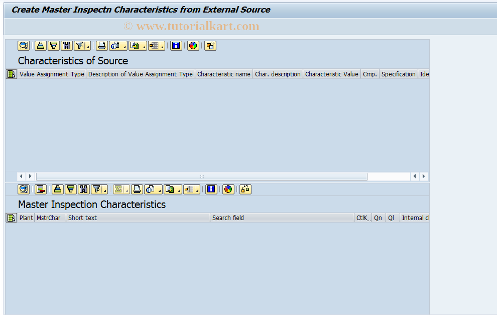 SAP TCode QS21S - Create Master Insp. Characteristic from Source