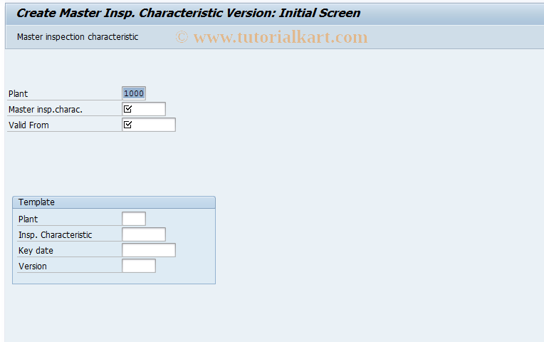 SAP TCode QS22 - Create master inspection characteristic version