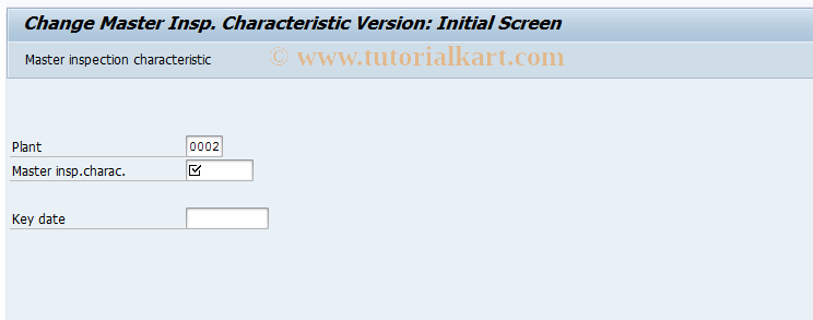 SAP TCode QS23 - Change master inspection characteristic version