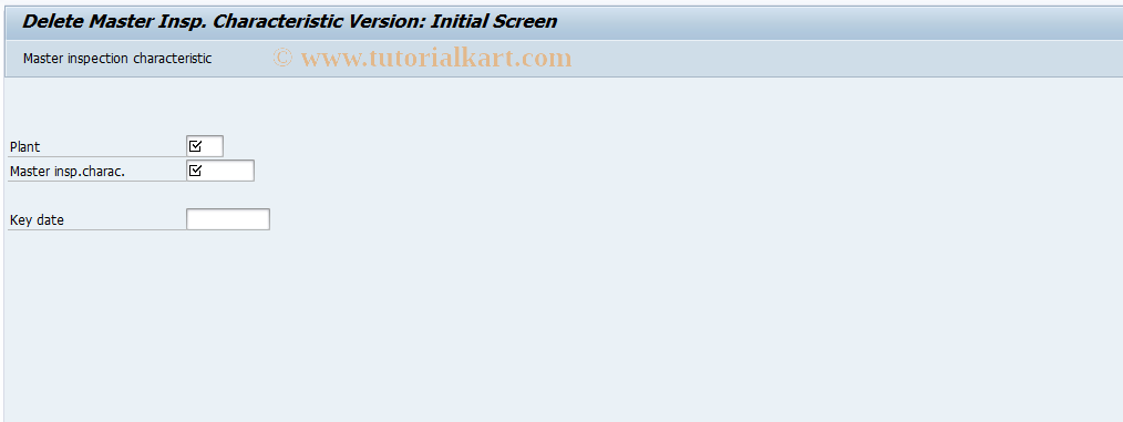 SAP TCode QS25 - Delete master inspection characteristic version