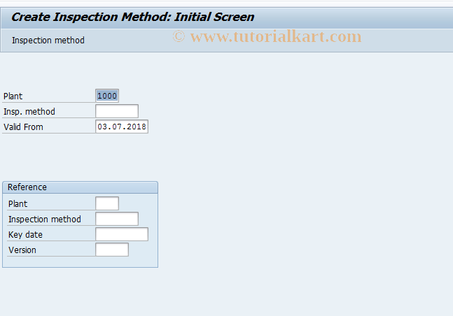SAP TCode QS31 - Create inspection method