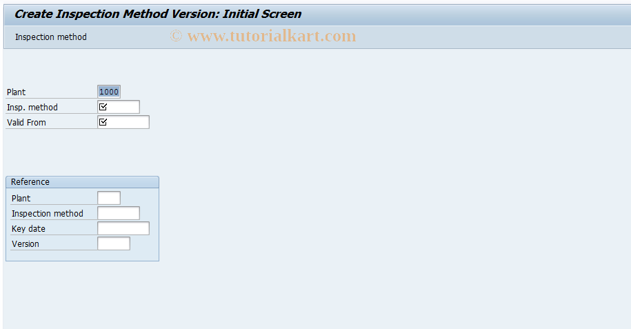 SAP TCode QS32 - Create inspection method version