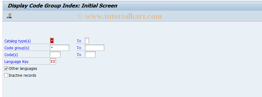 SAP TCode QS49 - Display code groups and codes