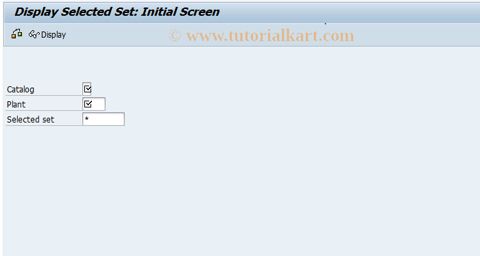 SAP TCode QS52 - Display selected set index