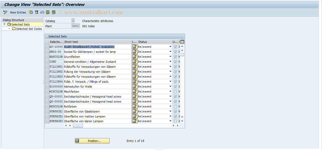 SAP TCode QS54 - Maintain selected set