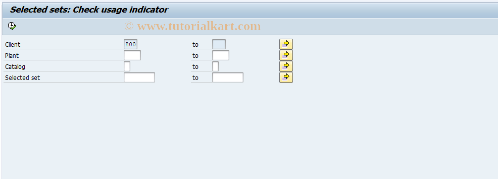 SAP TCode QS58 - Usage indicator - selected sets