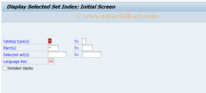 SAP TCode QS59 - Display selected sets