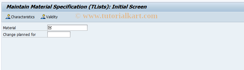 SAP TCode QS63 - Maintain material spec: Planning
