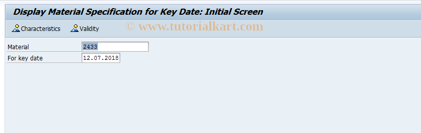 SAP TCode QS64 - Display material spec: For key date