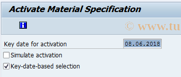 SAP TCode QS65 - Activate material specification