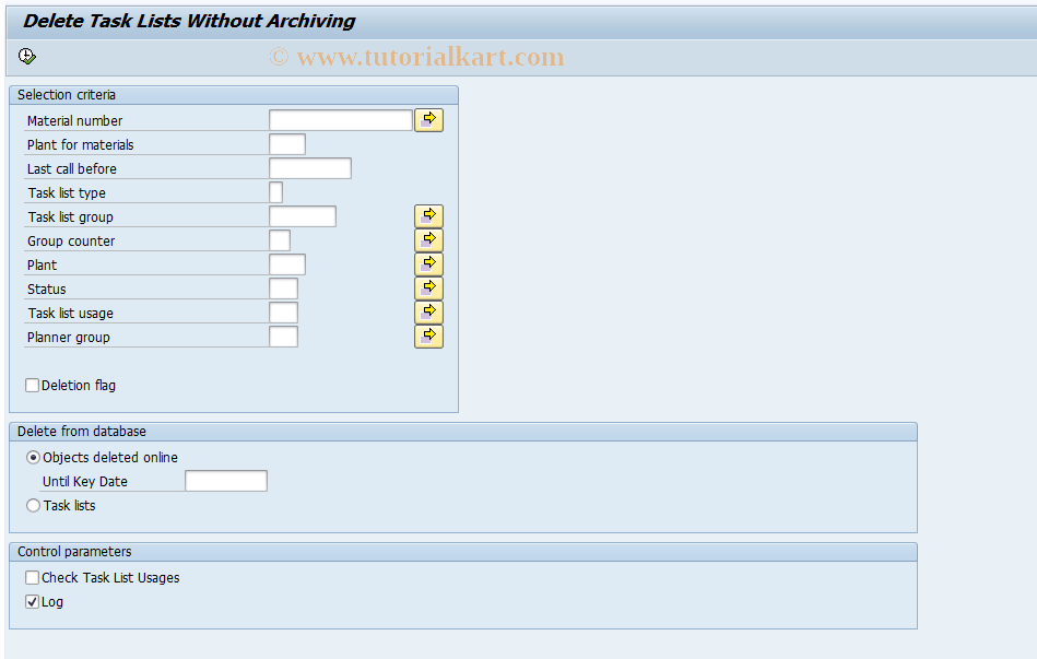 SAP TCode QSR6 - Delete routings