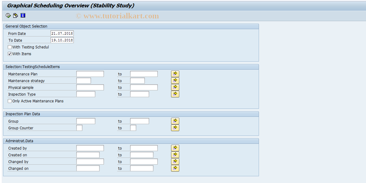 SAP TCode QST05 - Graphical Scheduling Overview