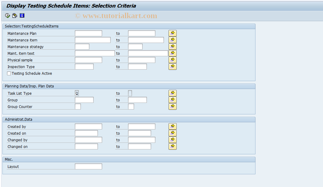 SAP TCode QST08 - Display Testing Schedule Items