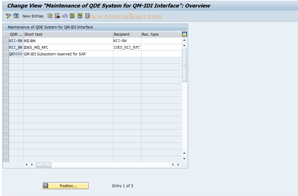 SAP TCode QSUB - Define subsystems
