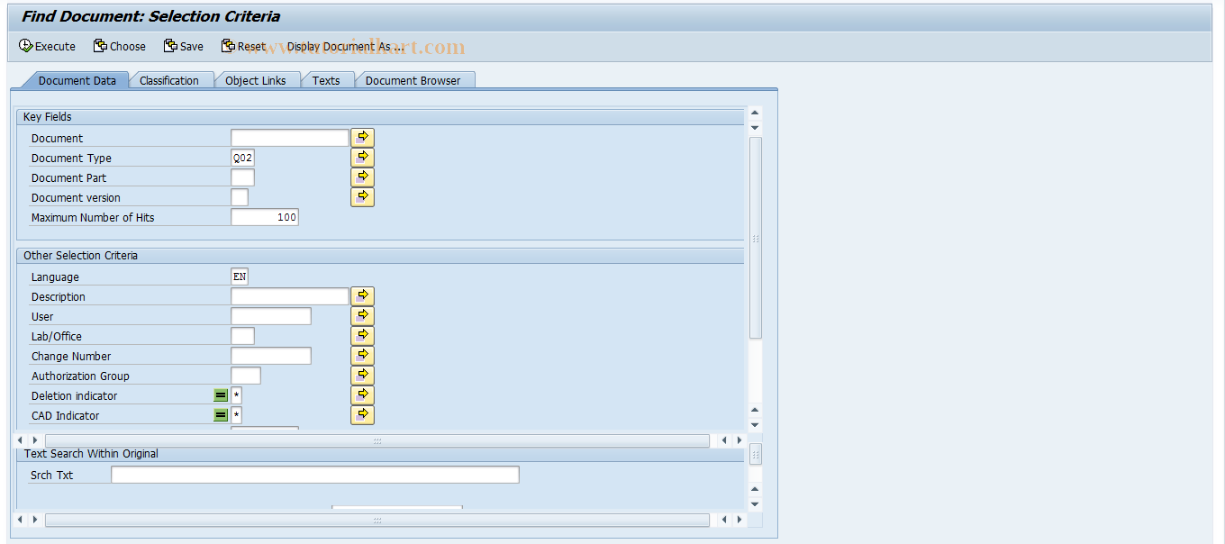 SAP TCode QV14 - Search technical terms of delivery
