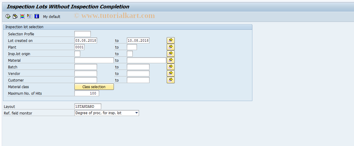 SAP TCode QVM1 - Inspection lots without completion