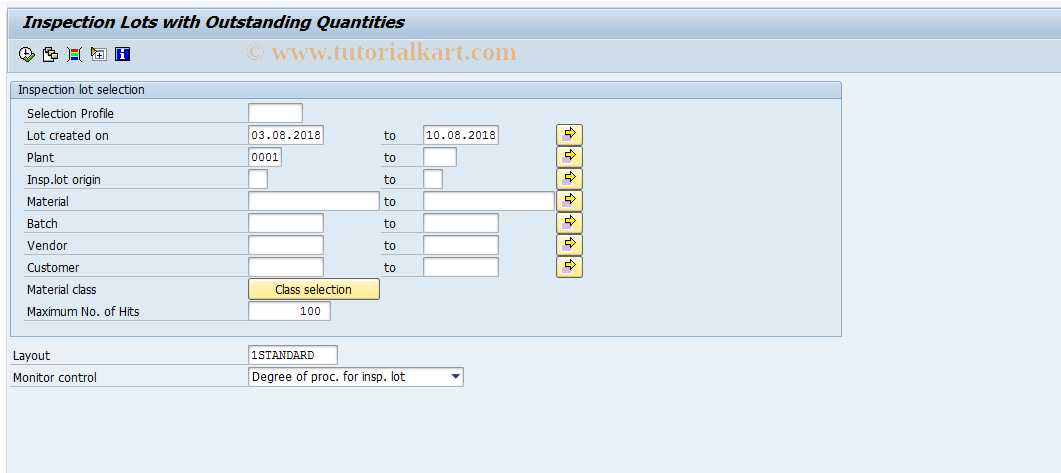 SAP TCode QVM2 - Inspection lots with open quantities