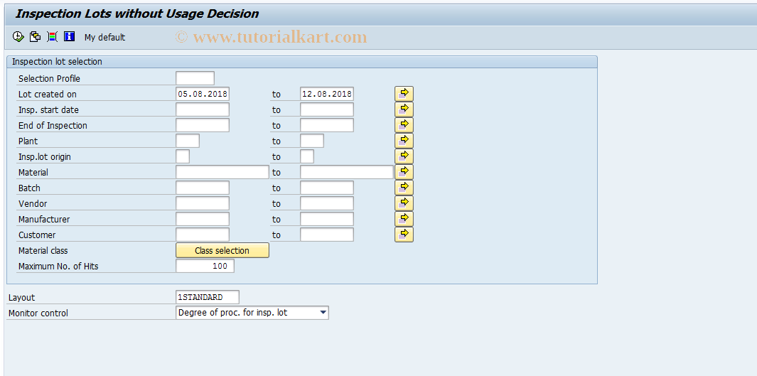 SAP TCode QVM3 - Lots without usage decision