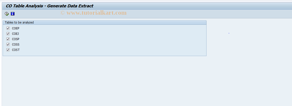 SAP TCode RARCCOA1 - Generate CO-OM Table Analysis