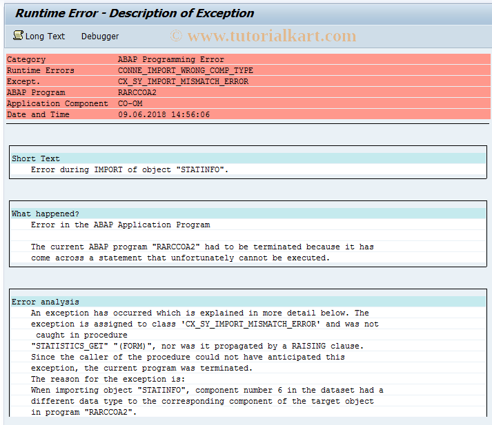 SAP TCode RARCCOA2 - Analyze CO-OM Table Analysis