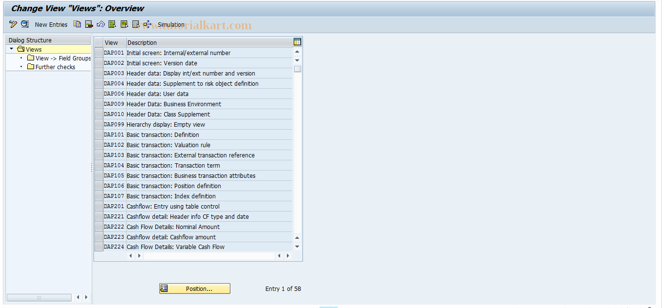 SAP TCode RCC03 - RO Control: Views