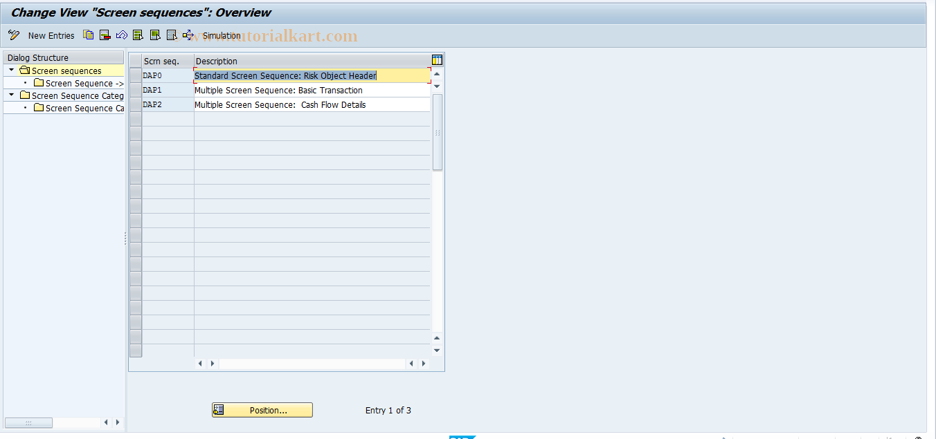 SAP TCode RCC06 - RO Control: Screen Sequences